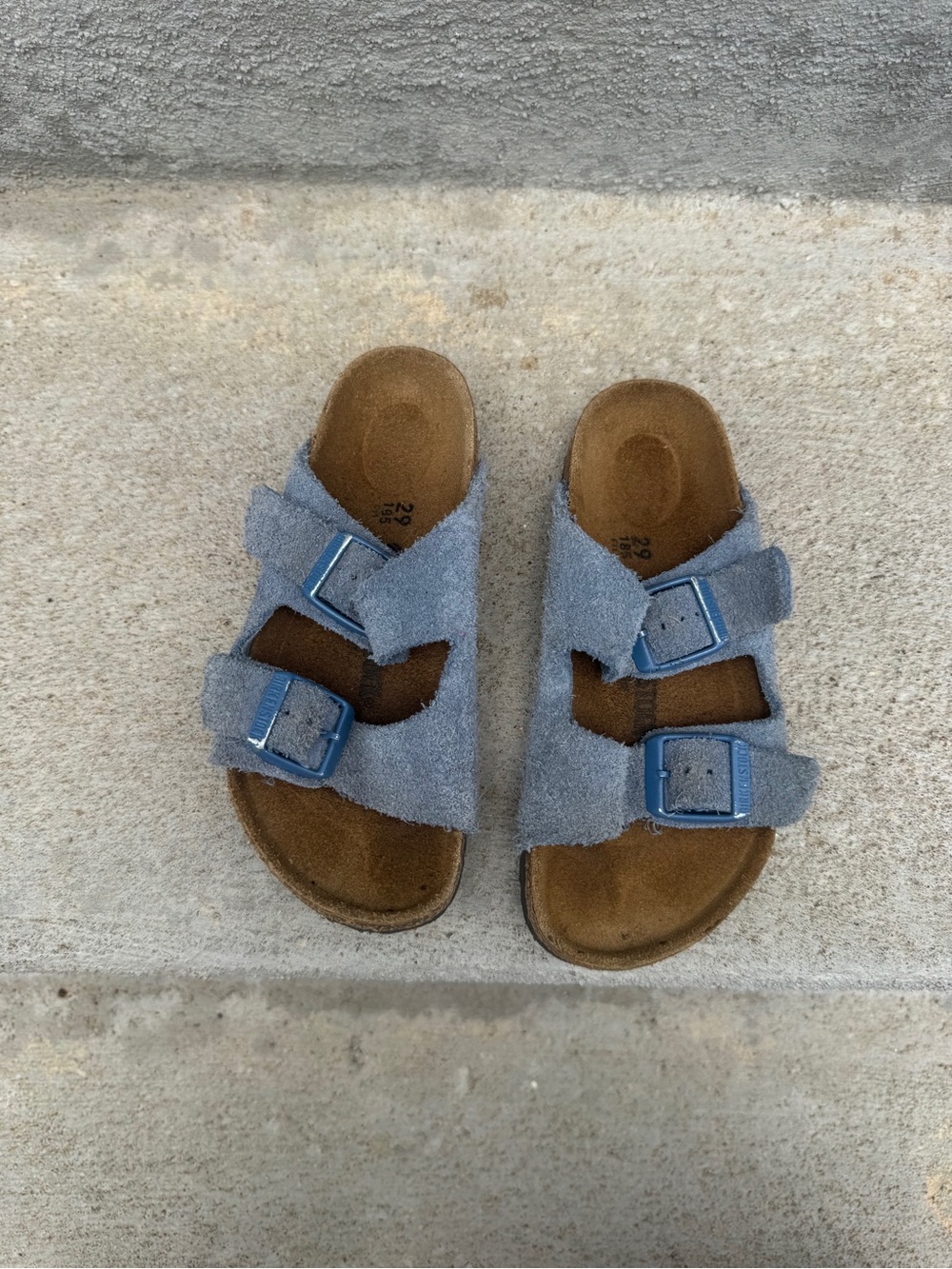 Birkenstock Arizona Blue Suede Double Strap Sandals Kids Size 11 - 11.5